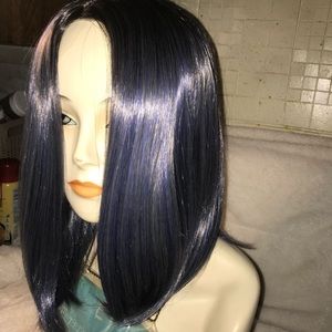 Dark Bluish Gray color synthetic wig